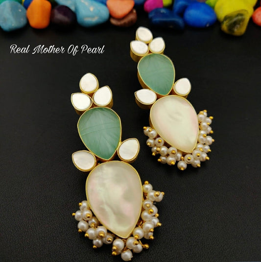 Real Pearl Flower Pearl Beads Stone Earrings