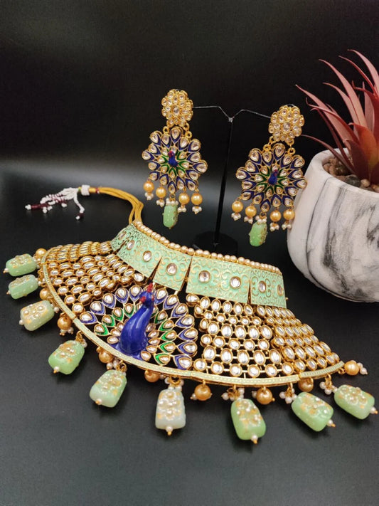 Beautiful Peacock Choker Necklace Set