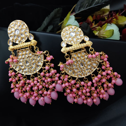 Designer Pearl Beads Gold Plated Earrings