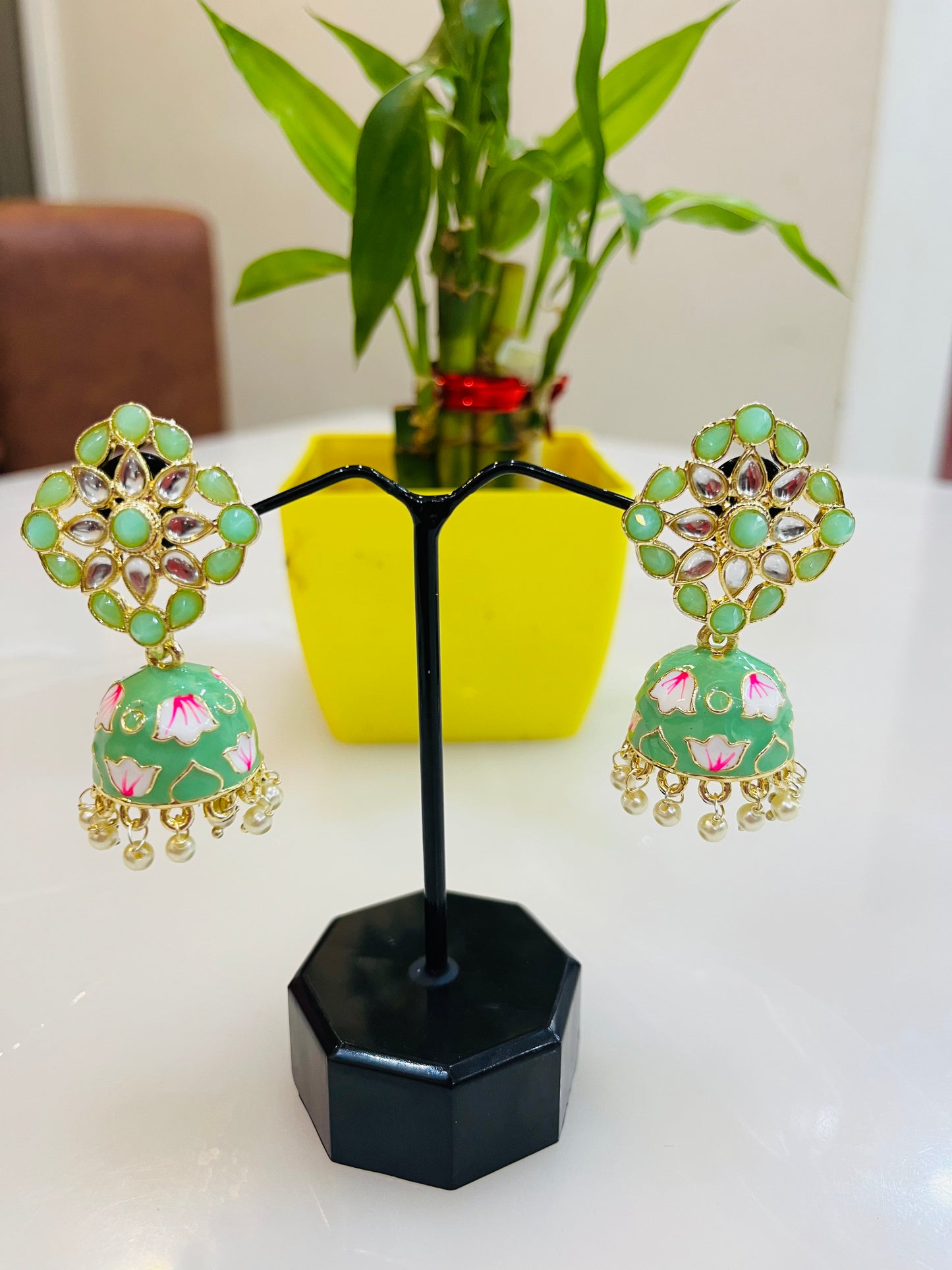 Beautiful Kundan Meenakari Jhumki
