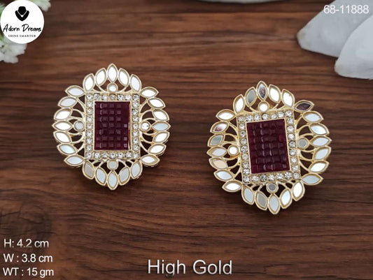 Designer Ruby Mirror Earrings