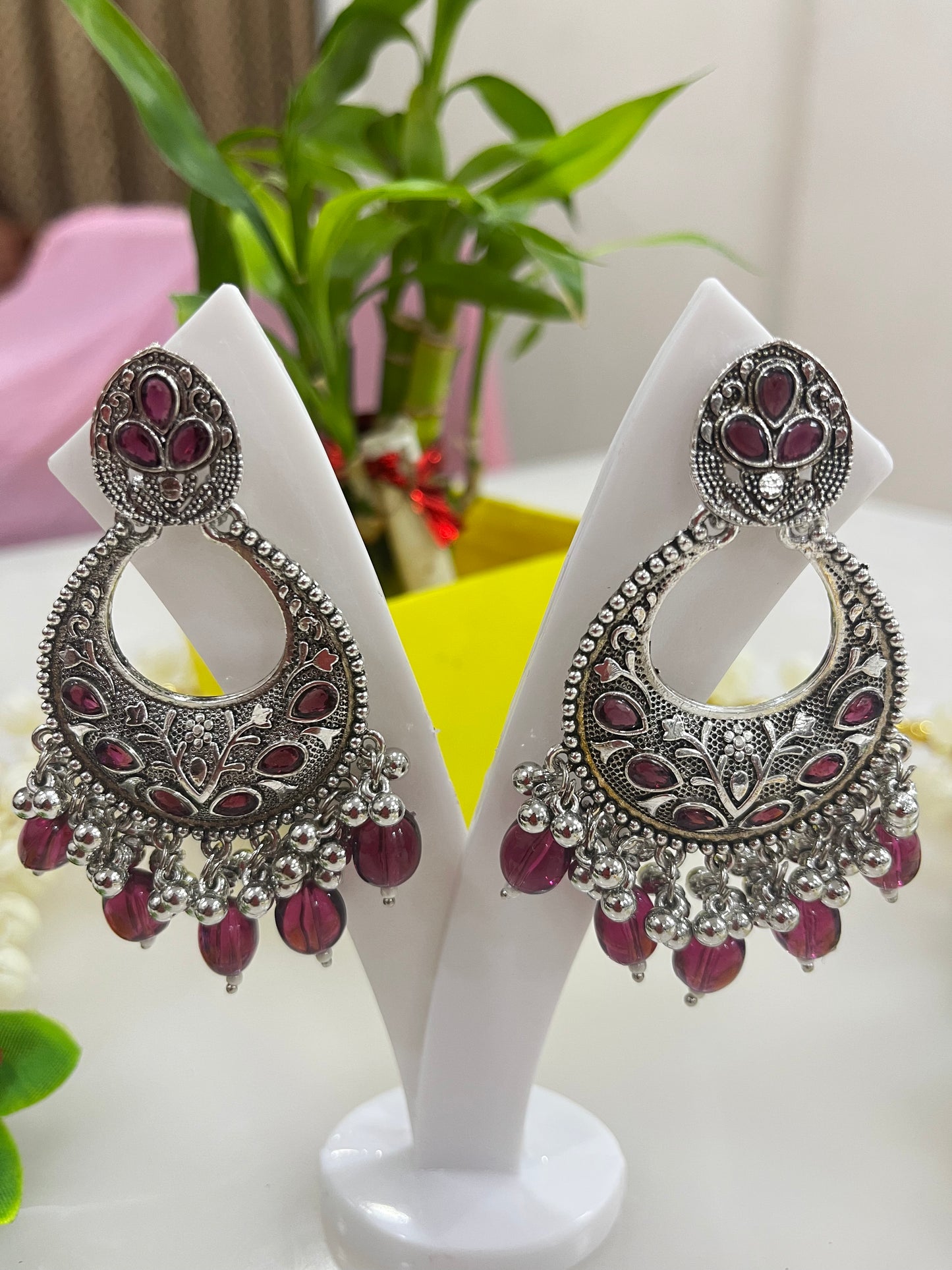 Beautiful oxidized stone Chandbalis