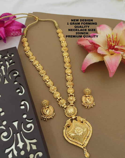 Designer 1 Gram Gold Plated Long Necklace Set