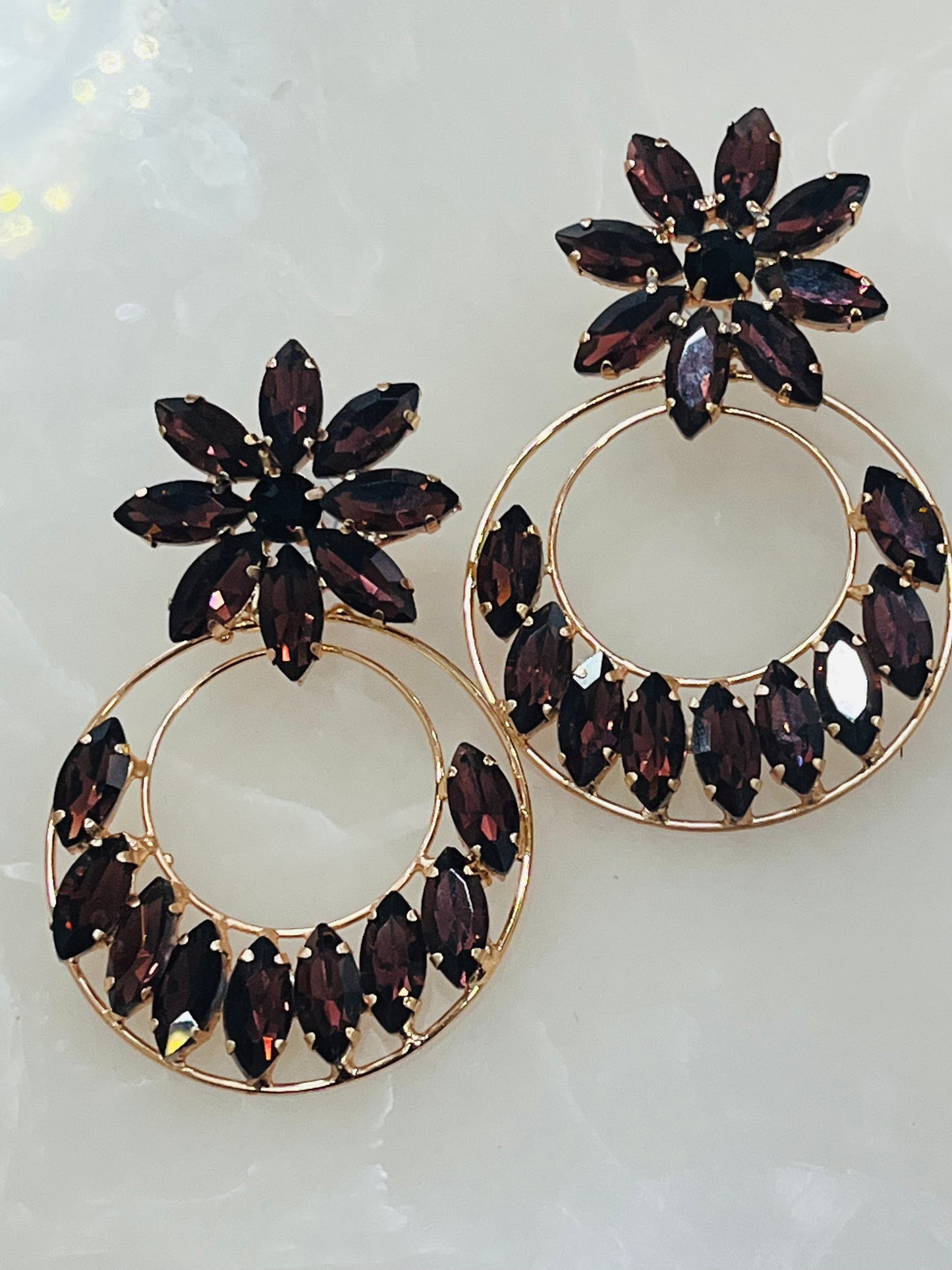 Beautiful Korean Flower Hoops Earrings