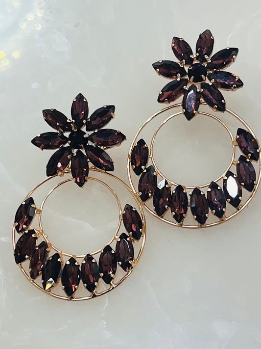 Beautiful Korean Flower Hoops Earrings