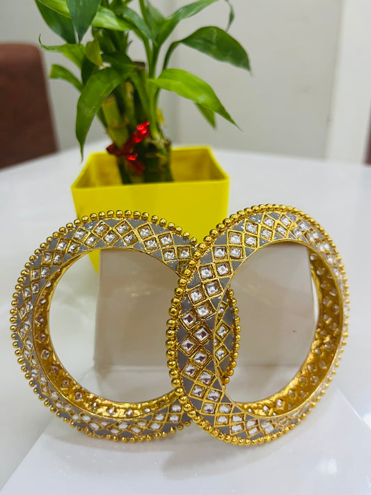 Beautiful Gold Polish Mirror Work Bangles