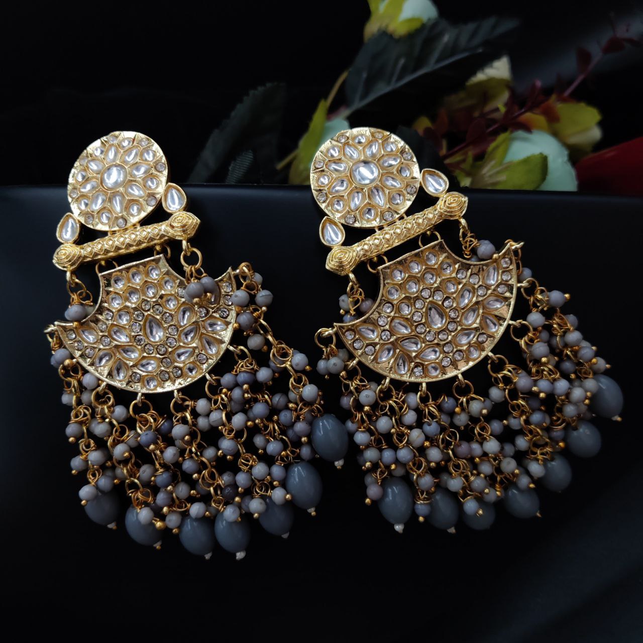 Designer Pearl Beads Gold Plated Earrings