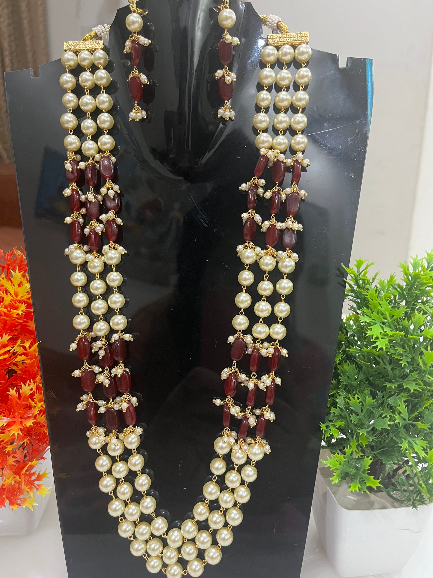 3 Layers Antique Pearl Beaded Mala Set