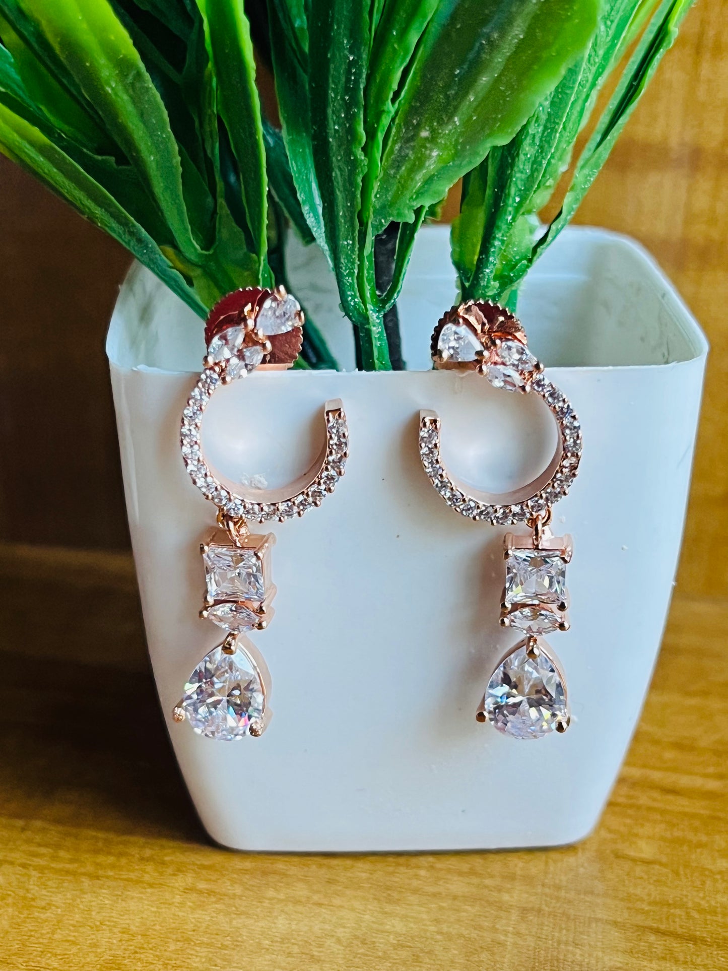 Designer White CZ Earrings