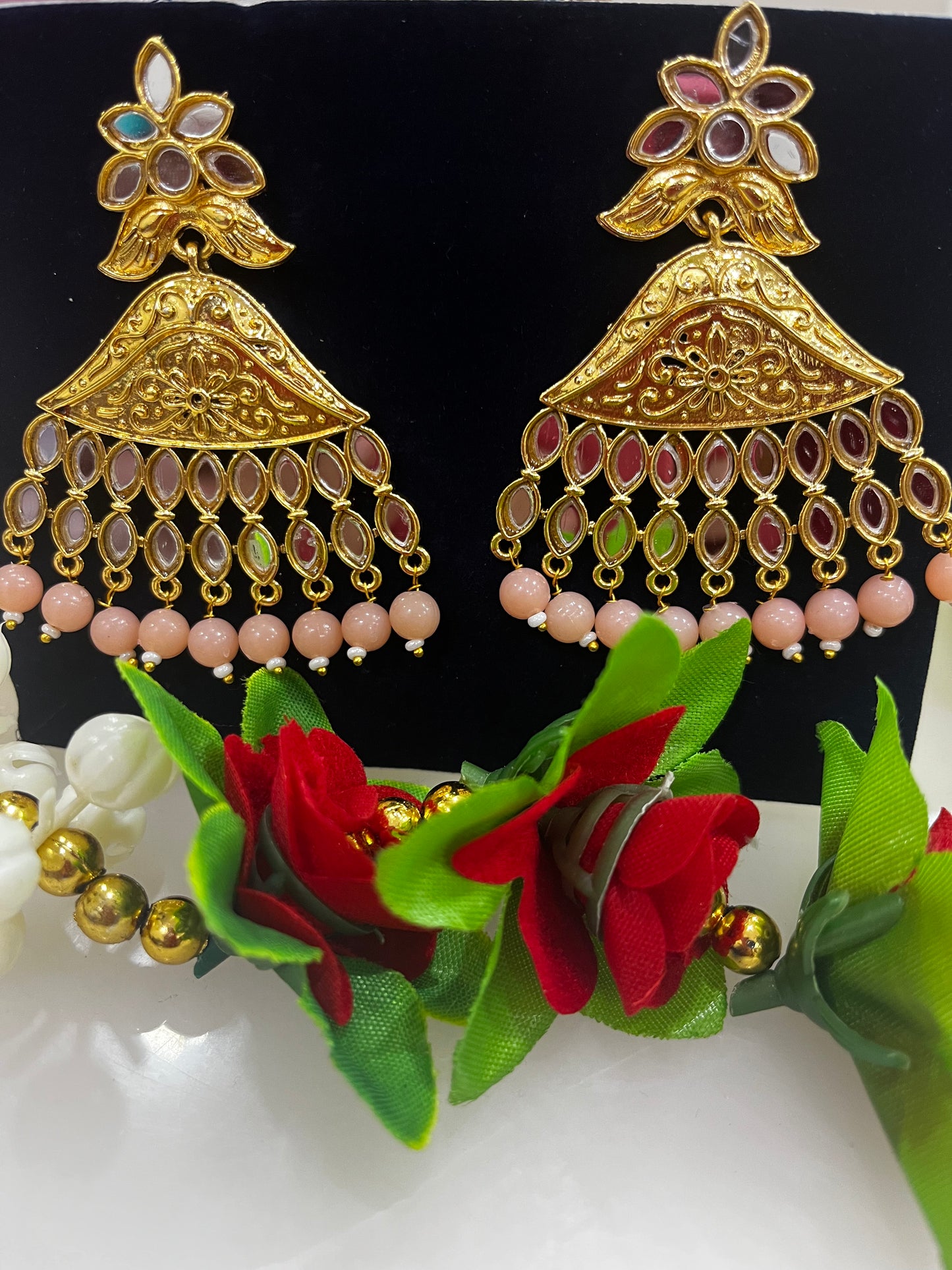 Peach Gold Polish Mirror Earrings