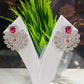 White Rodium Ruby Designer Earring for Women