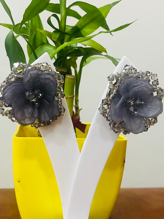 Flower Blossom Korean Stone Earrings