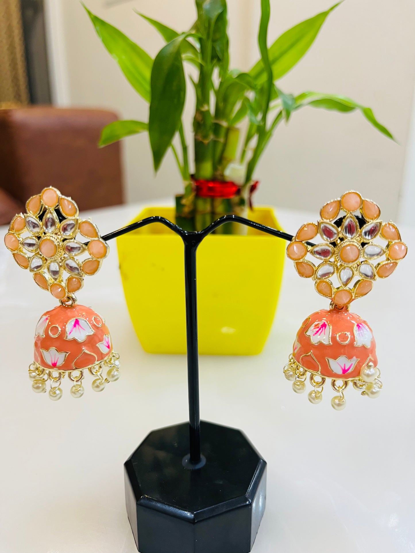 Beautiful Kundan Meenakari Jhumki