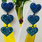 Korean 3 Layer Heart Dangler Earrings
