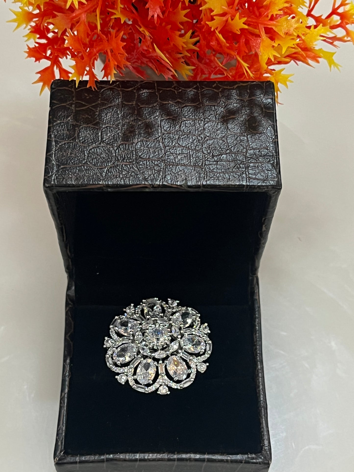 Beautiful Party Wear White AD Ring
