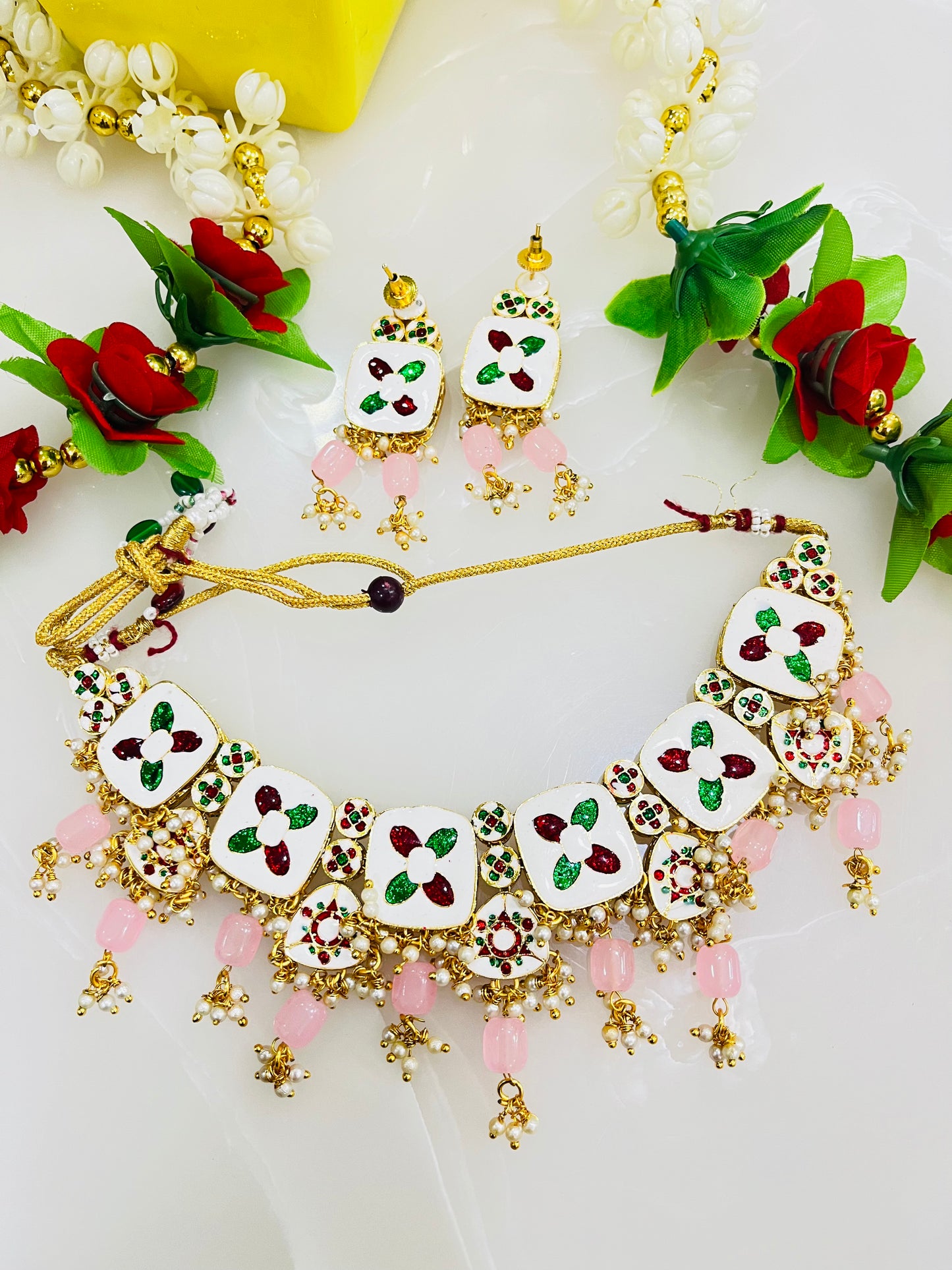 Designer Kundan Meenakari Necklace Set