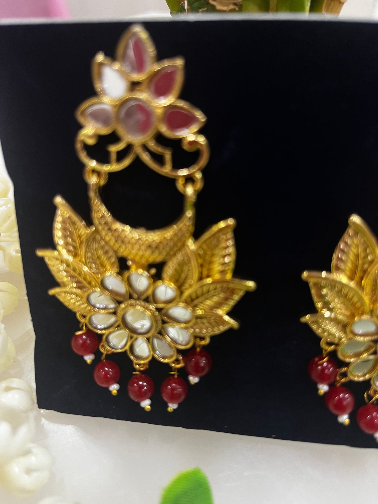 Ruby Gold Polish Mirror Earrings
