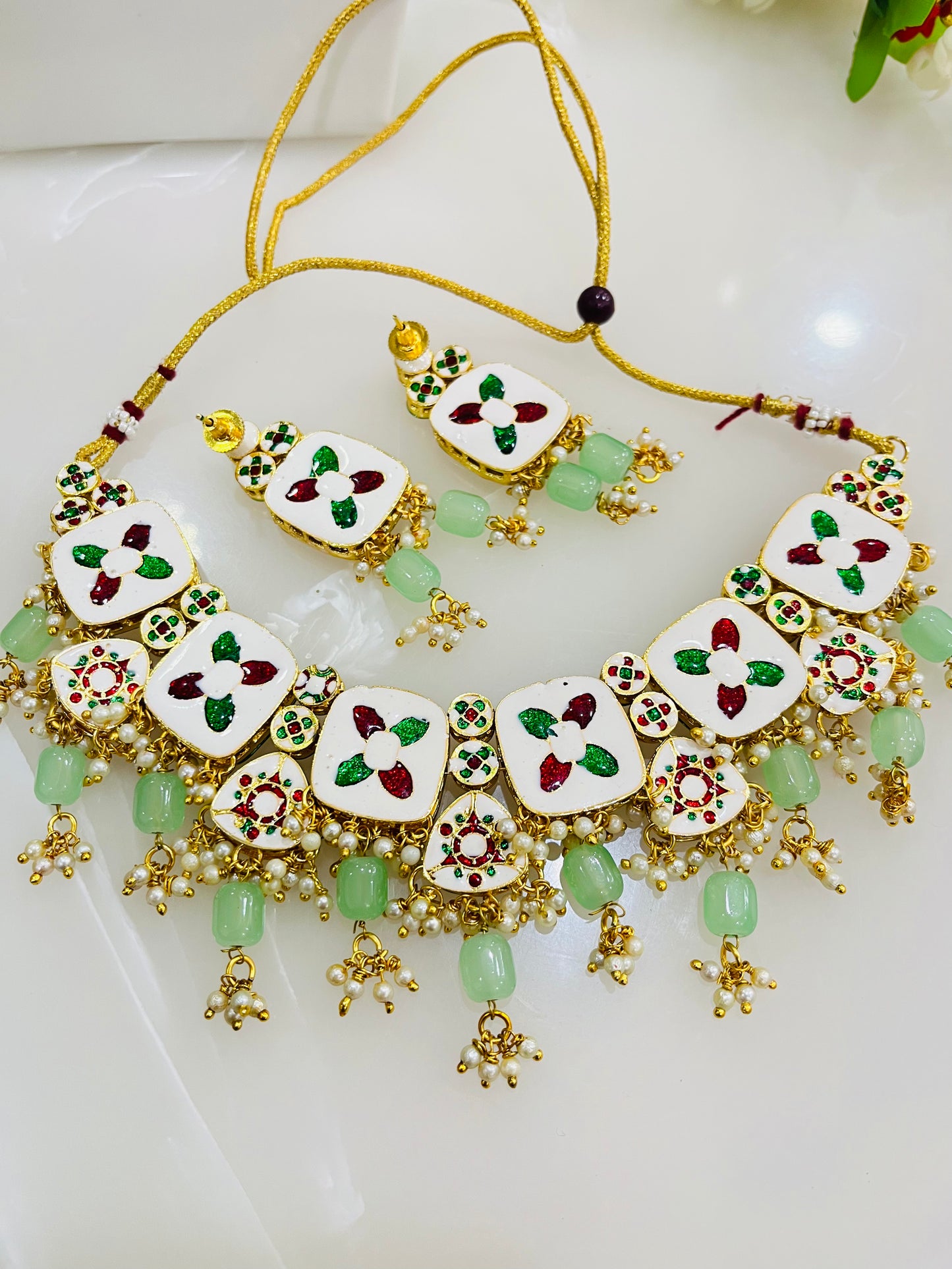 Designer Kundan Meenakari Necklace Set