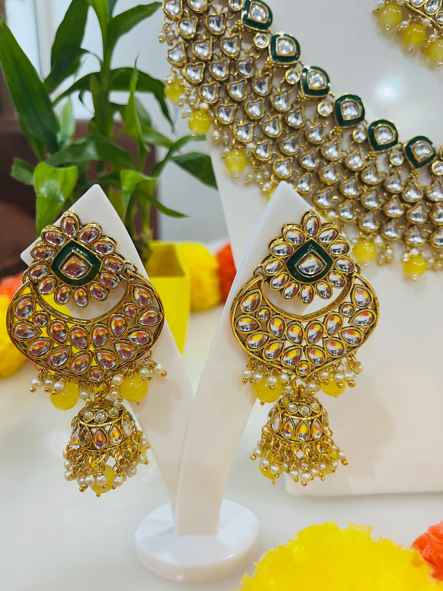 Beautiful Kundan American Diamond Necklace Set
