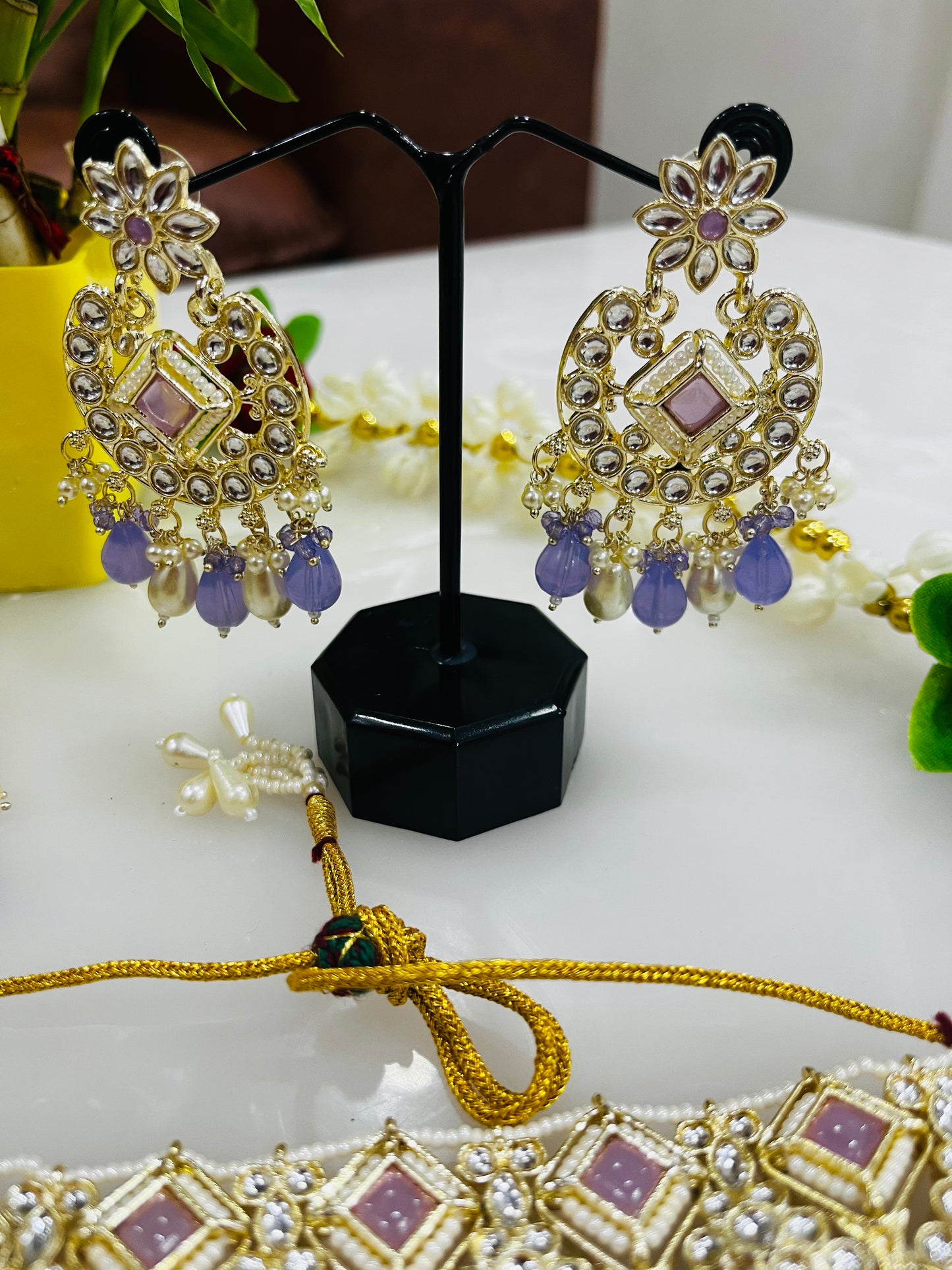Beautiful Purple Kundan Necklace Set