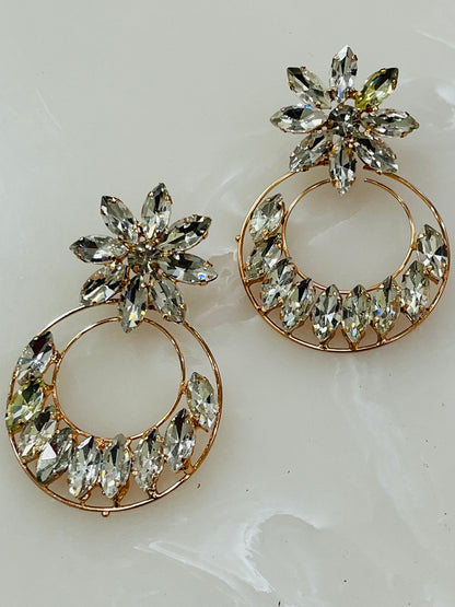 Beautiful Korean Flower Hoops Earrings