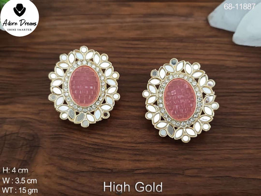 Designer Pink Mirror Earrings