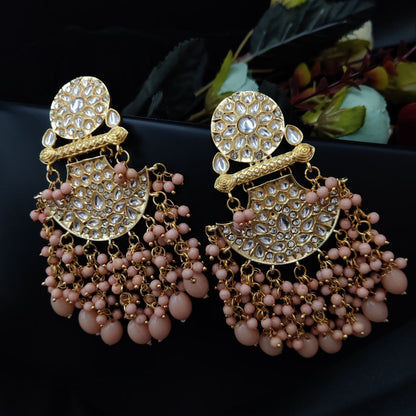 Designer Pearl Beads Gold Plated Earrings