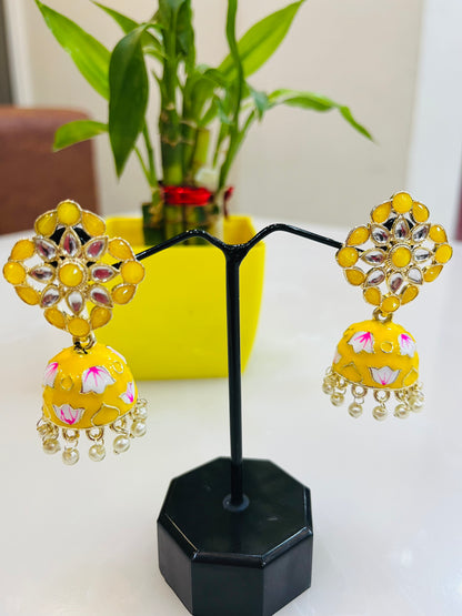Beautiful Kundan Meenakari Jhumki