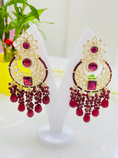 Designer Kundan Pearl Beads Earrings