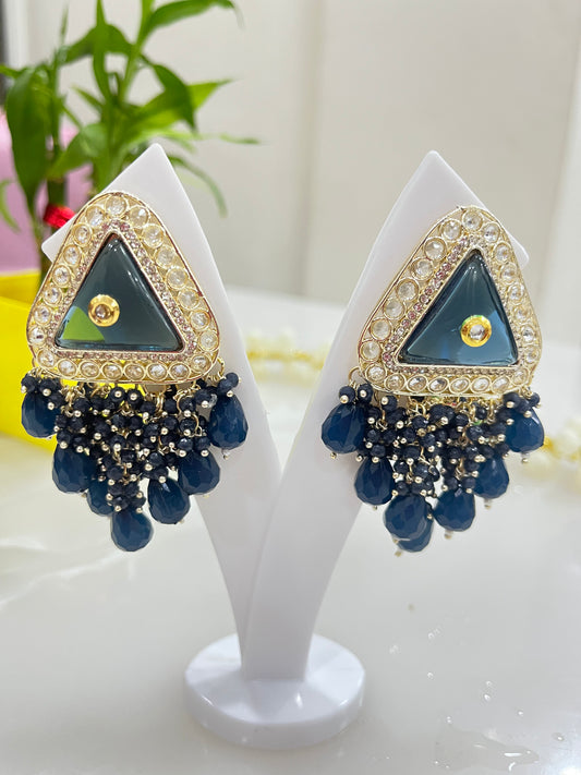 Beautiful Monalisa Stone Gold Plated Earrings