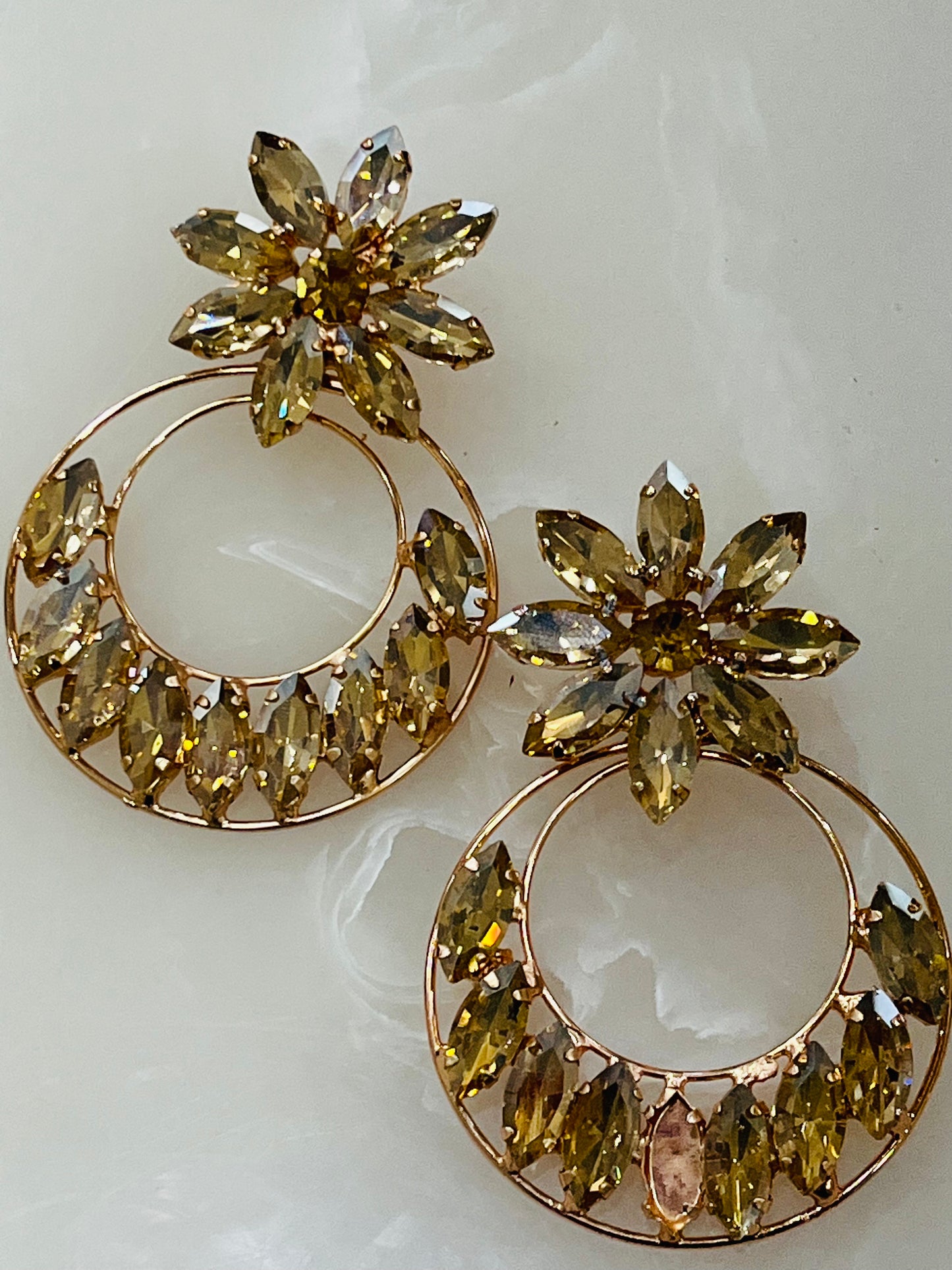Beautiful Korean Flower Hoops Earrings
