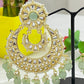Gold Plated Kundan Glass Mirror Chandbalis
