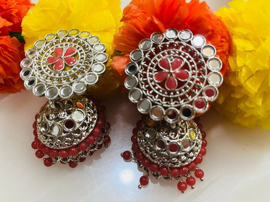 Designer Mirror Glass Jhumkis