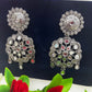 Oxidized mirror dangler earrings