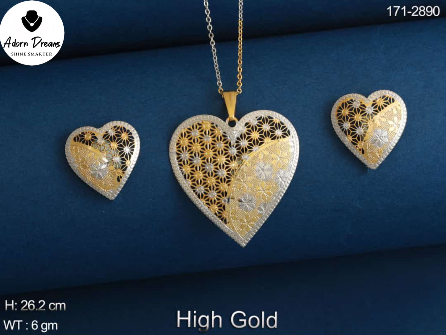 AD CZ Heart Pendant Set