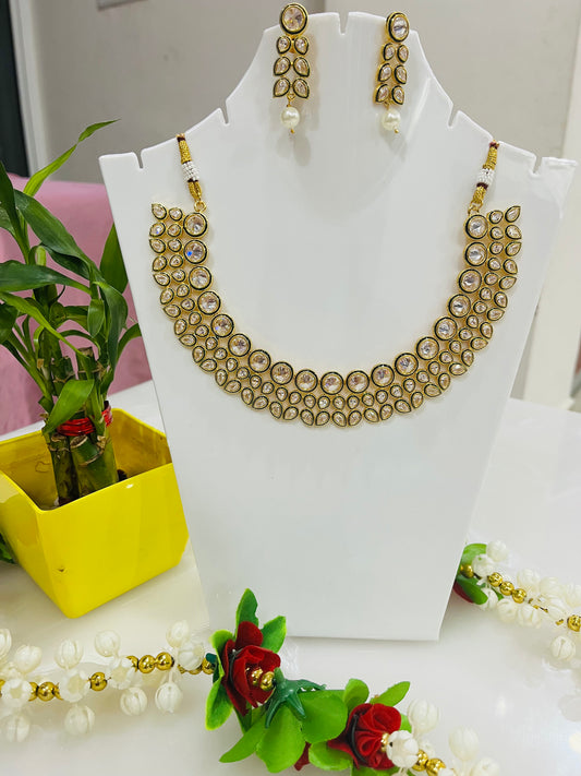 Premium Gold Plated American Diamond Necklace Set