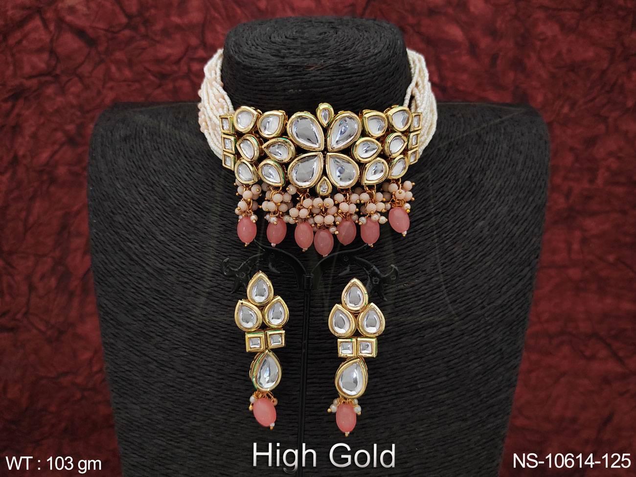 Rosegold Plated Lavish Luxe Designer Choker Style Necklace Set – Estele